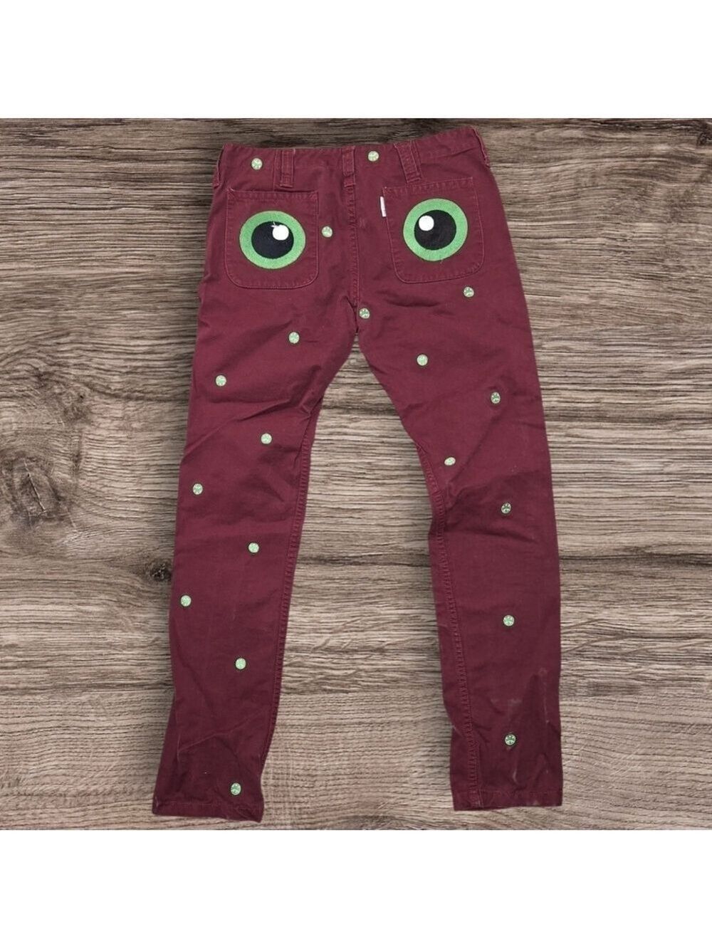 Devil Nut Under Red Flag Pants Green Eye Design Medium